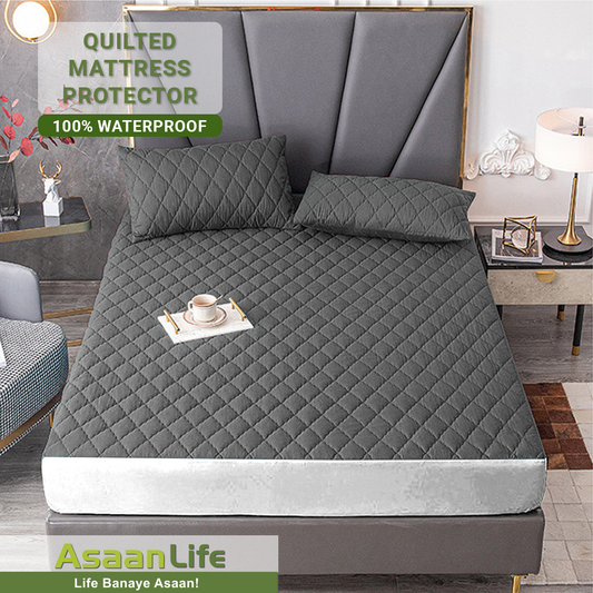 Asaan Life | Quilted Waterproof Mattress Cover | Protector | Double Bed | King Size
