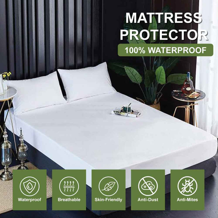 Waterproof Mattress Cover | Protector | Zippered | Blue | Double Bed | King Size