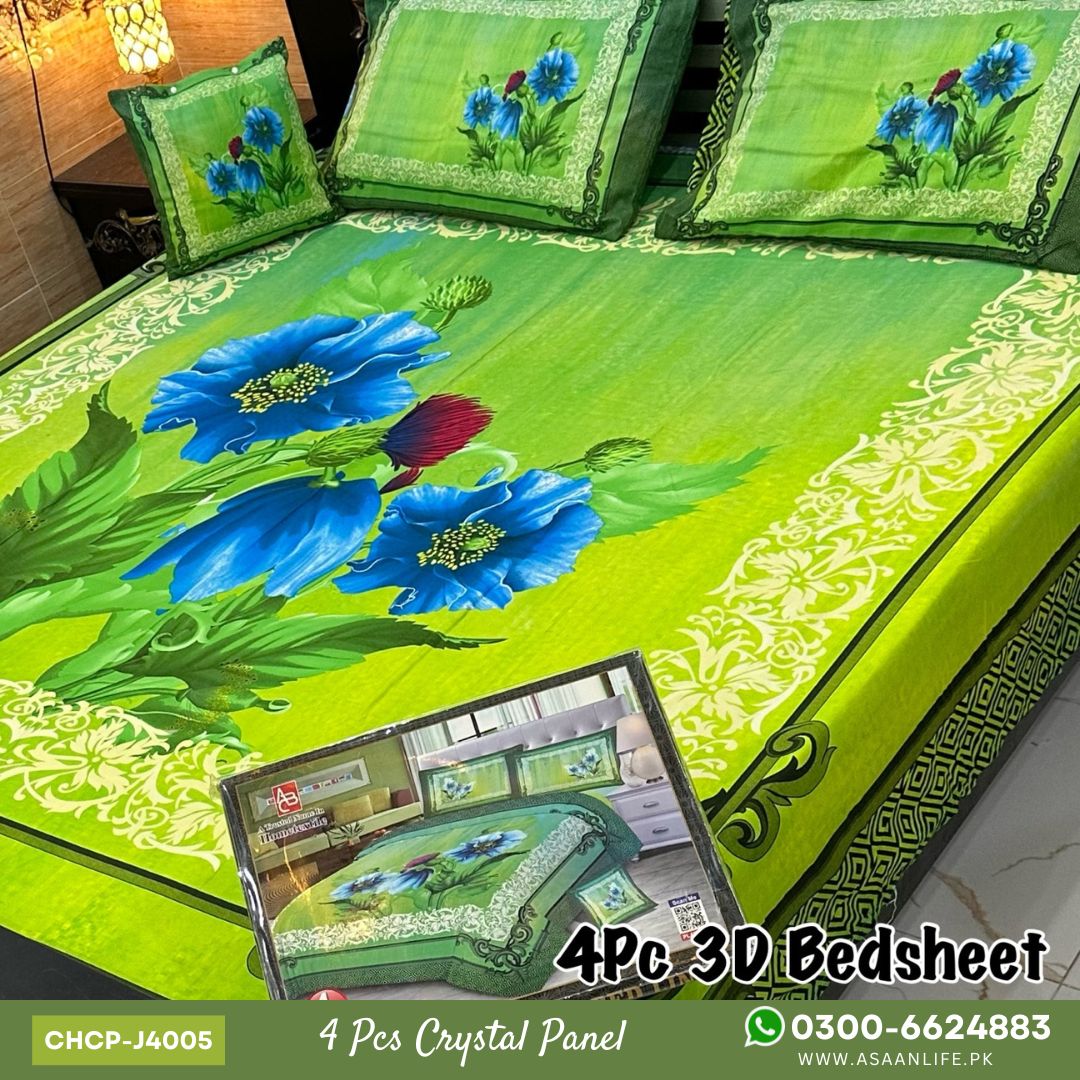 Asaan Life | 4 Pcs Crystal Cotton Panel Print Bed Set | CHCP-J4005