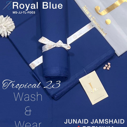 J Dot Premium Summer Tropical Unstitched Suit for Men MS-JJ-WW-F003 | Royal Blue