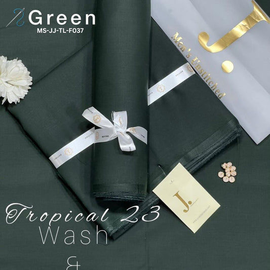 J Dot Premium Summer Tropical Unstitched Suit for Men | Green | MS-JJ-WW-F037