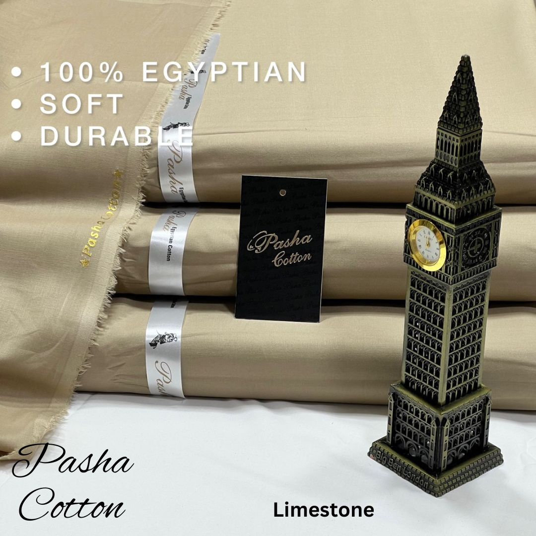 PASHA Premium Quality Soft Cotton Unstitched Suit for Men | Limestone