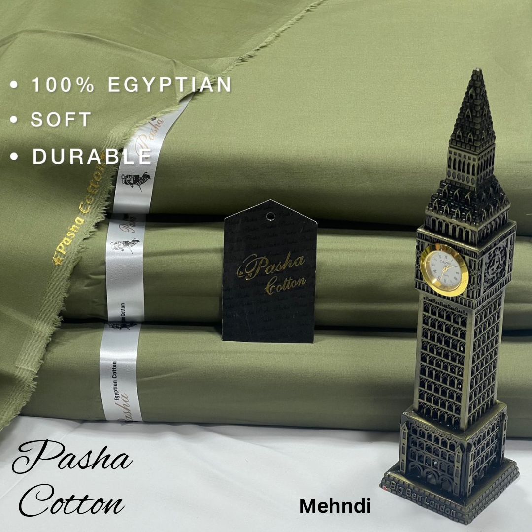 PASHA Premium Quality Soft Cotton Unstitched Suit for Men | Mehndi