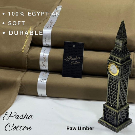 PASHA Premium Quality Soft Cotton Unstitched Suit for Men | Raw Umber