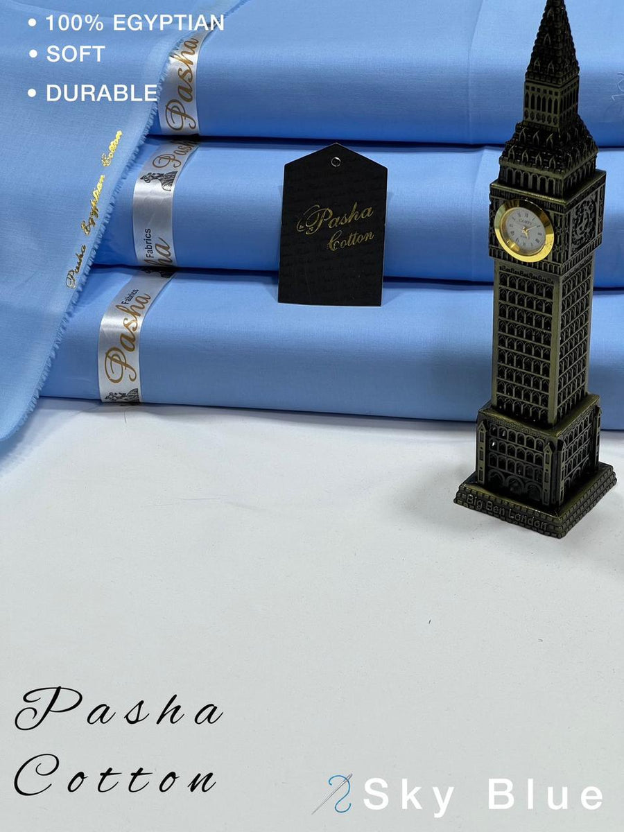 PASHA Premium Quality Soft Cotton Unstitched Suit for Men | Sky Blue