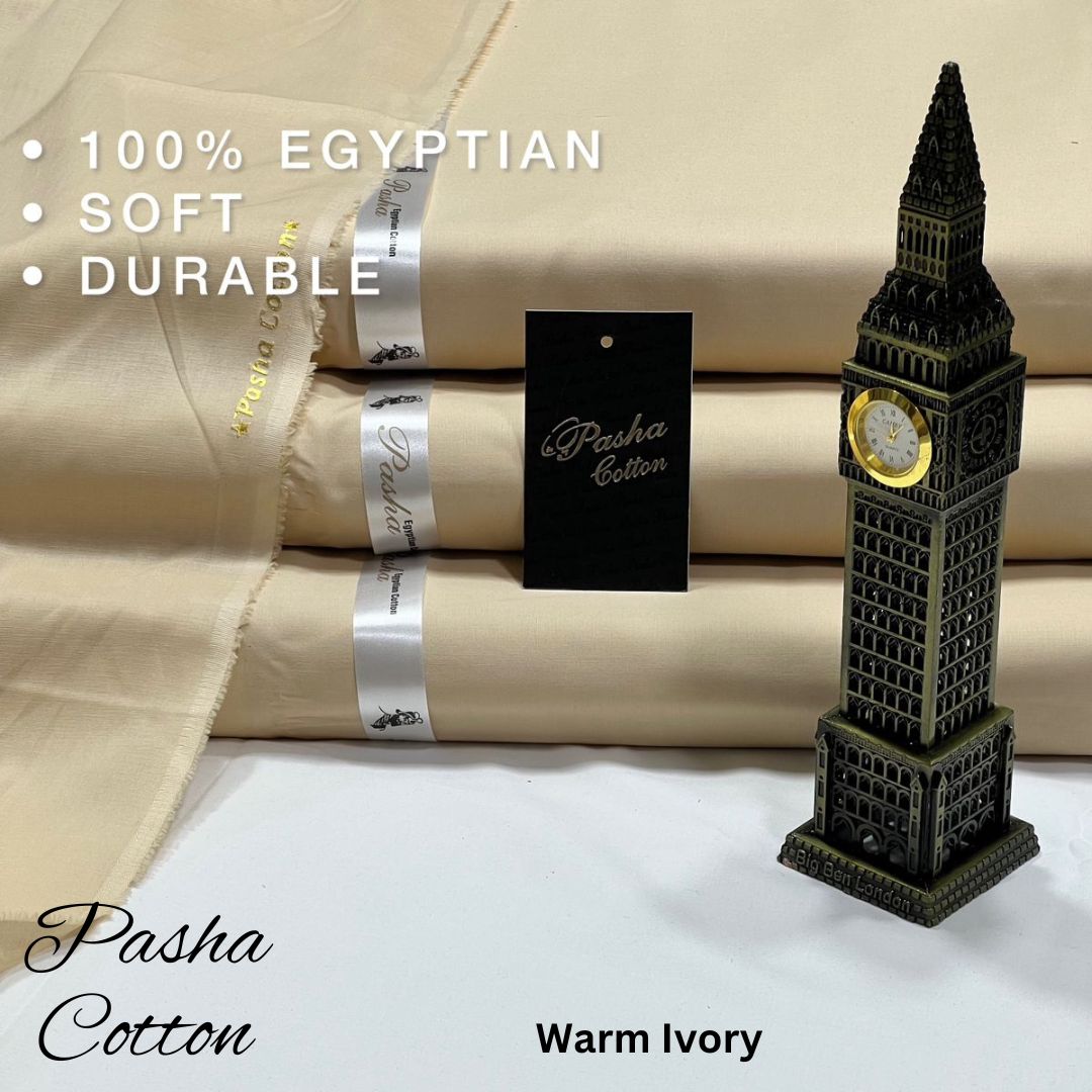 PASHA Premium Quality Soft Cotton Unstitched Suit for Men | Warm Ivory